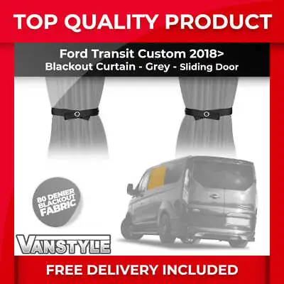 Fits Ford Transit Custom 2018> Blackout Fabric Sliding Door Window Curtain Grey • £30.59